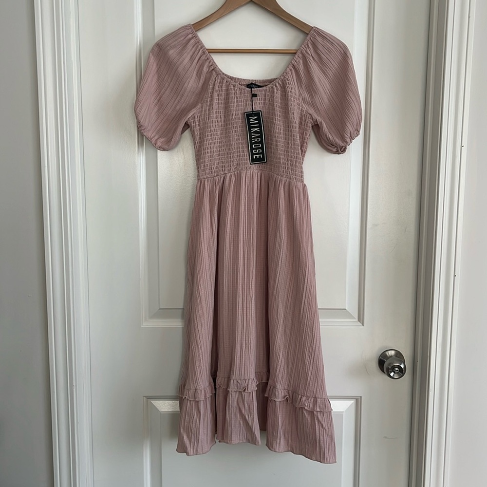 NWT Mikarose dusty rose empire waist dress size small